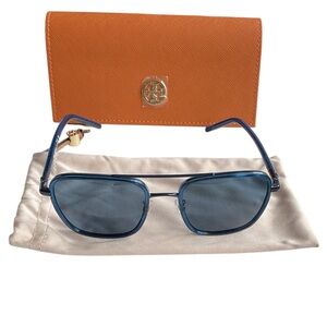 Tory Burch Eleanor Square Pilot Blue Sunglasses